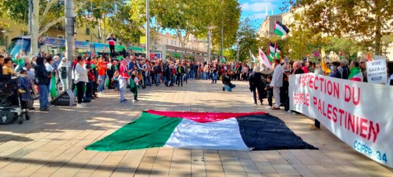 <span style='color:#f9b233;'>Manifestation en soutien au Peuple palestinien à Montpellier :</span></br> Rebondissement : une manifestation dense, dynamique et offensive